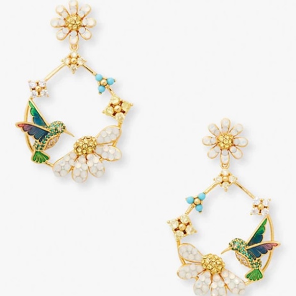 Kate Spade dazzling daisy hummingbird statement hoops - Picture 5 of 8